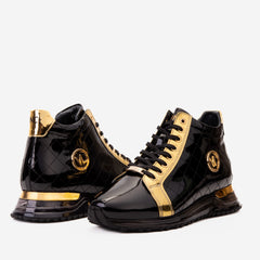 The Prestige Black Gold Limited Edition High-Top Sneaker For Sale