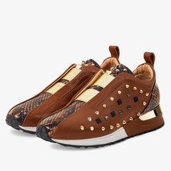 The Infanta Tan Spike Leather Sneaker Limited Edition On Sale