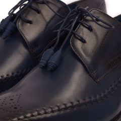 The Moon Navy Blue Leather Derby Shoe For Sale