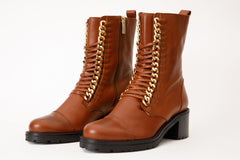 The Tuna Tan Leather Mid Calf Boot Exclusive Style