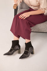 The Valentina Leather Block Heel Boot For Sale