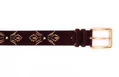 The Lazio Burgundy Suede Leather Belt All New