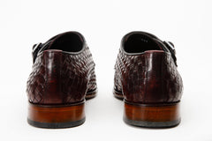 The Turan Burgundy Woven Double Monk Strap Dress Shoe For Sale