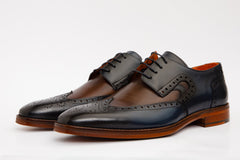 The Neiva Navy\/Brown Wingtip Semi Brogue Derby Shoe All New