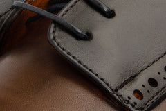 The Neiva Navy\/Brown Wingtip Semi Brogue Derby Shoe All New