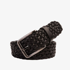 The Grand Woven Black Color Leather Belt Universal Fit