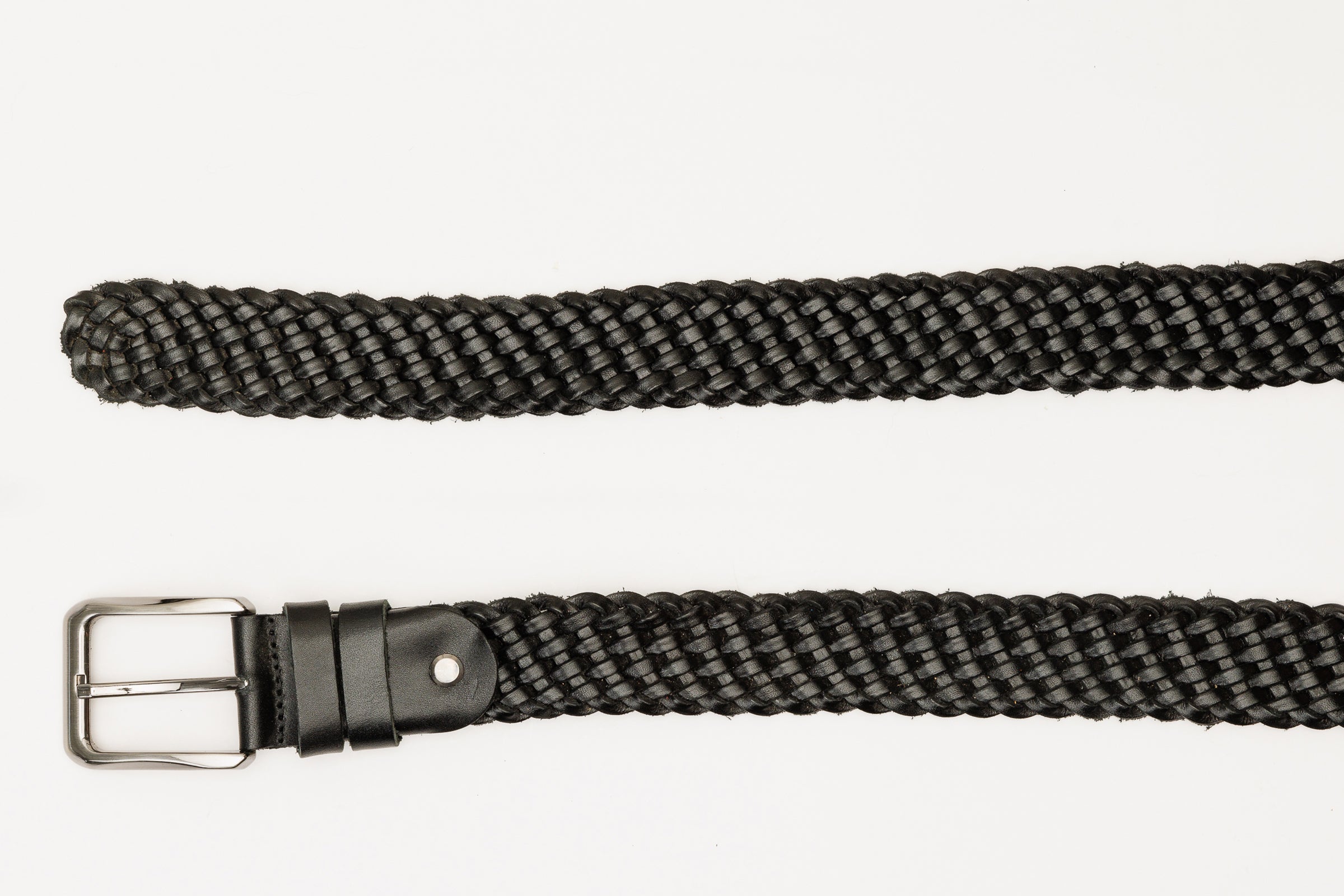 The Grand Woven Black Color Leather Belt Universal Fit