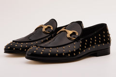 The Jupiter  Shoe Black Spike Leather  Bit Dress Loafer Limited Edition  Shoe Exclusive Style