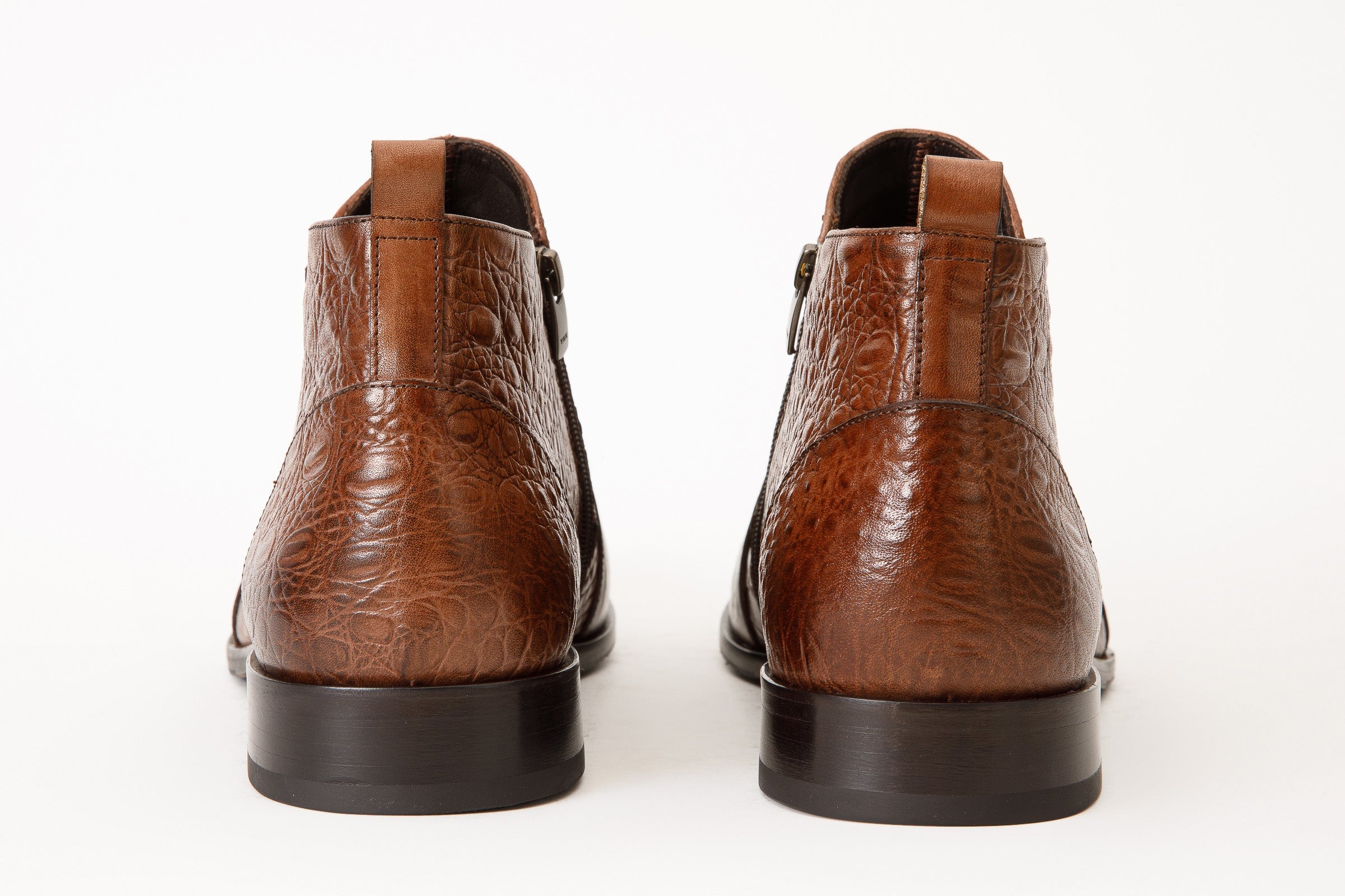The Randor Brown Crocodile Leather Side-Zip Dress Ankle  Boot Fine Craftsmanship