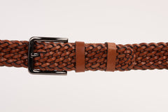 The Mclean Woven Brown Leather Belt On Sale