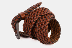 The Mclean Woven Brown Leather Belt On Sale