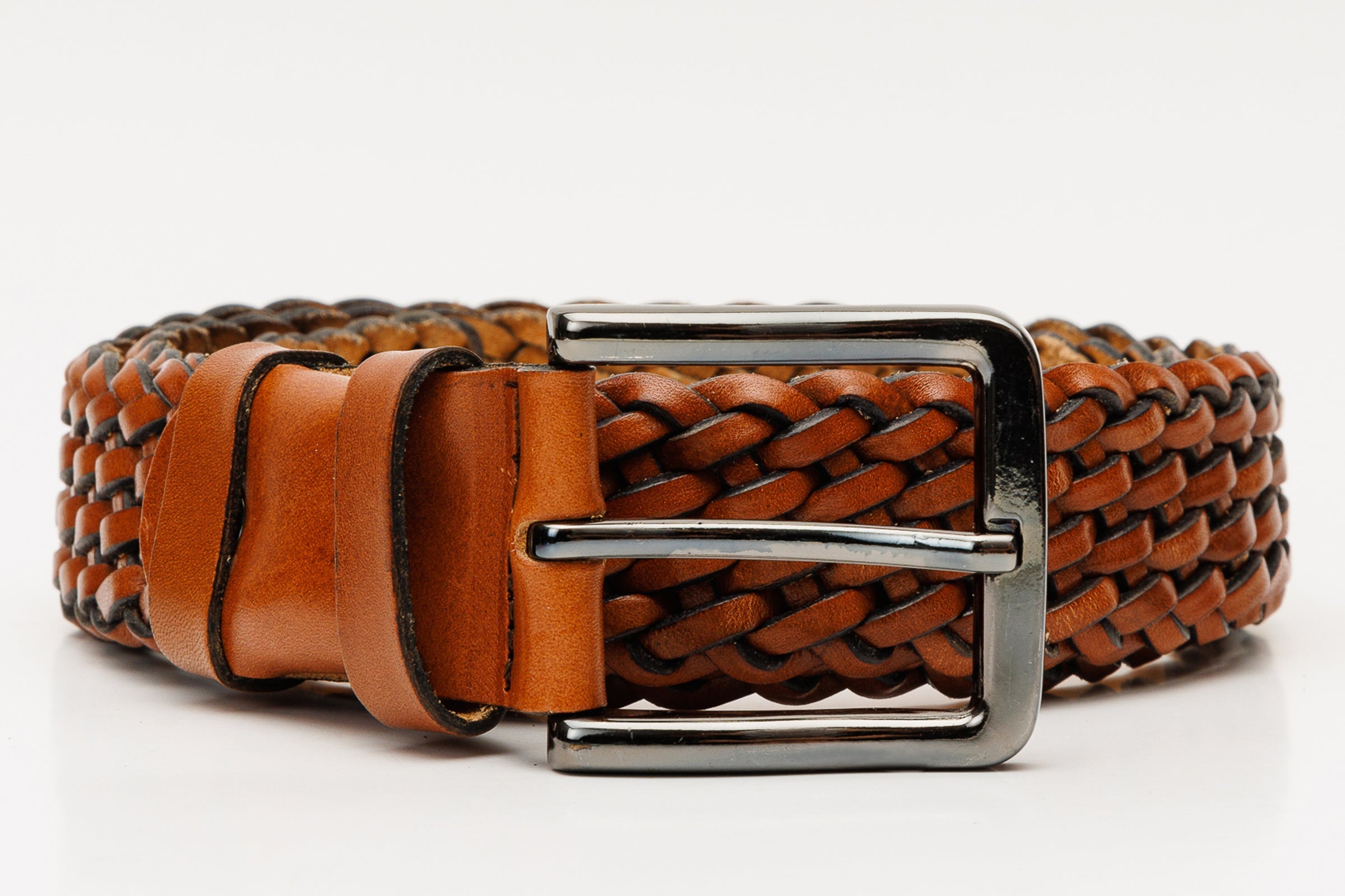 The Mclean Woven Brown Leather Belt On Sale
