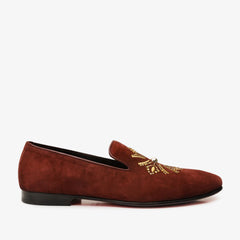 The Lazio Shoe Burgundy Suede Slip-on  Loafer Shoe On Sale
