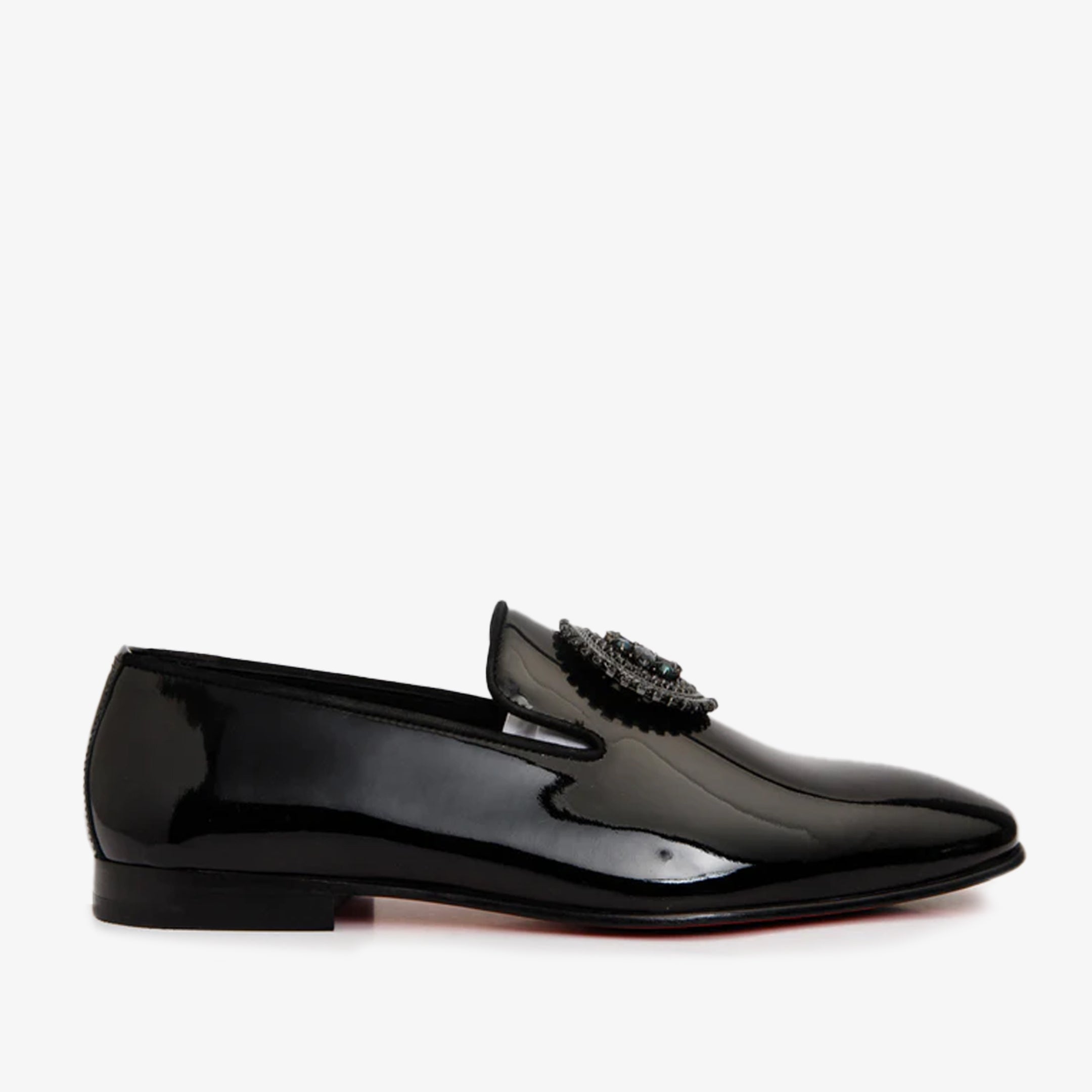The Pombe Black Patent Leather Dress Slip-on Loafer  Shoe For Sale
