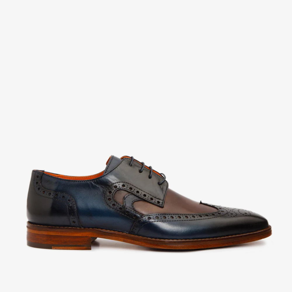 The Neiva Navy\/Brown Wingtip Semi Brogue Derby  Shoe All New