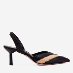 The Riviera Black Raffia Slingback  Sandal On Sale